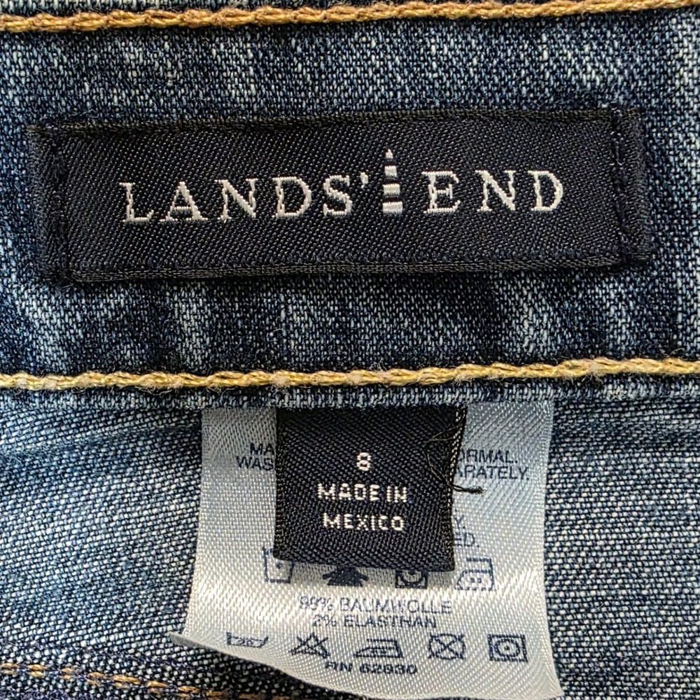 Lands End Straight Leg Jeans Womens 8 Blue Stretch‎ Mid Rise Med Wash, GUC - Picture 4 of 6